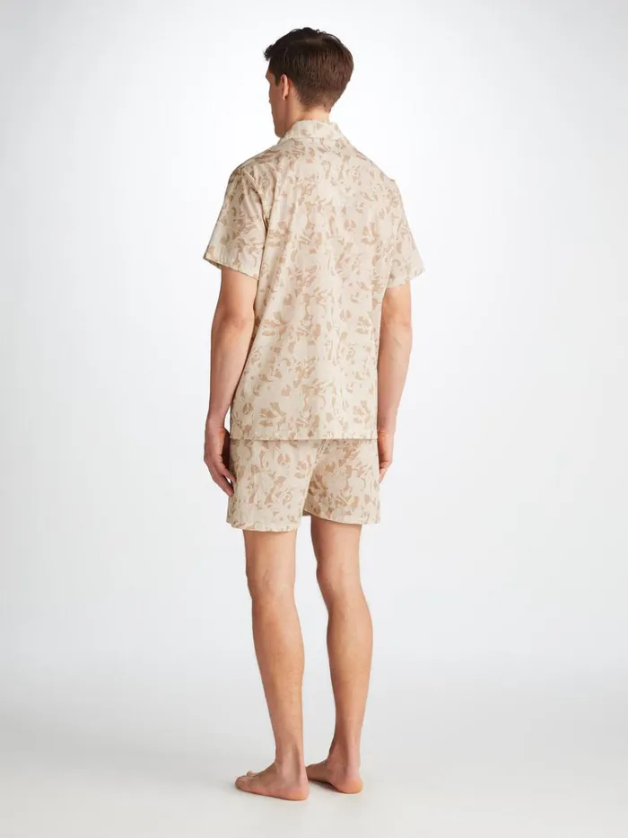 Cotton Pajamas Men Derek Rose Short Pajamas Ledbury 73 Cotton Batiste Sand