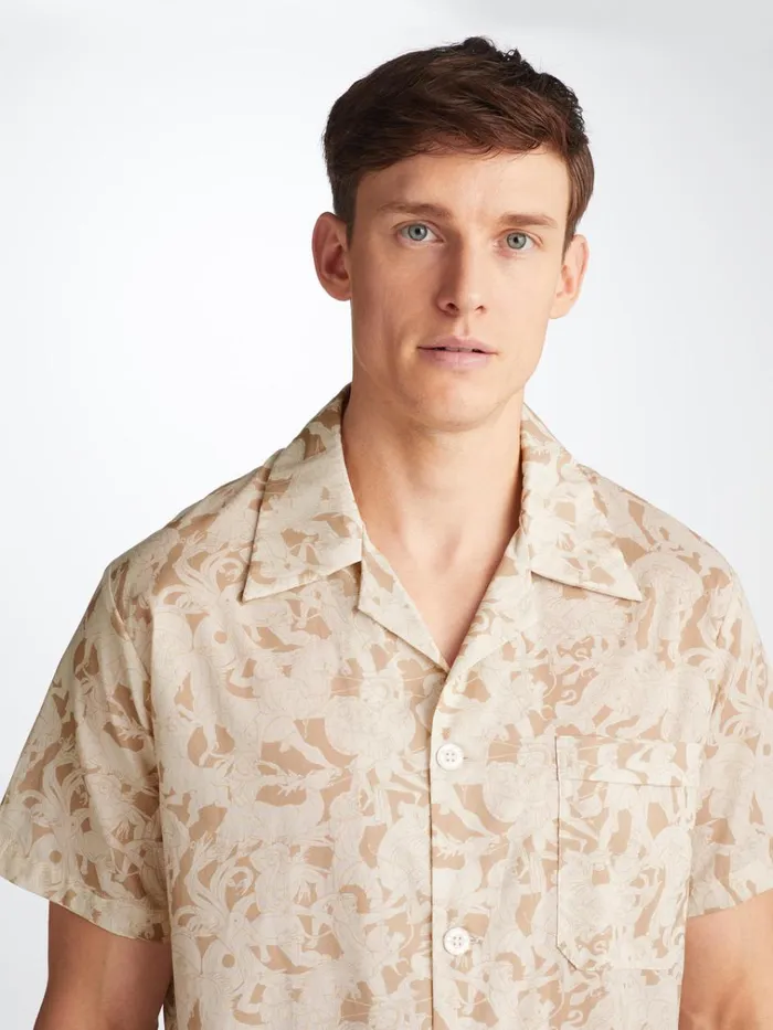Cotton Pajamas Men Derek Rose Short Pajamas Ledbury 73 Cotton Batiste Sand