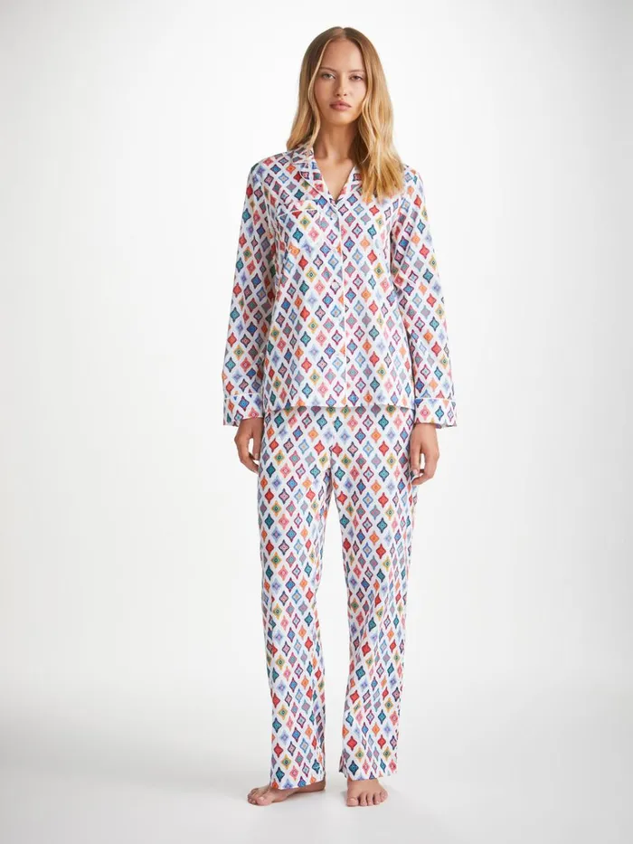 Cotton Pajamas Women Derek Rose Pajamas Ledbury 66 Cotton Batiste Multi