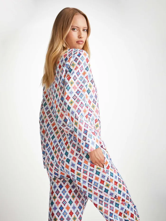 Cotton Pajamas Women Derek Rose Pajamas Ledbury 66 Cotton Batiste Multi