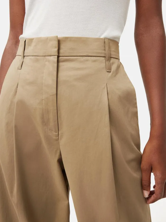 Cotton Pleat Front Trouser Stone Women Jigsaw Trousers