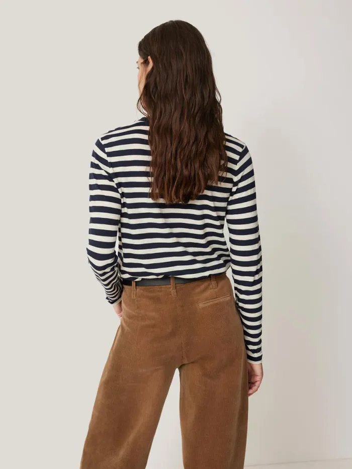 Cotton Slub Stripe Long Sleeve Tee Navy Women Jigsaw Shirts and Tops