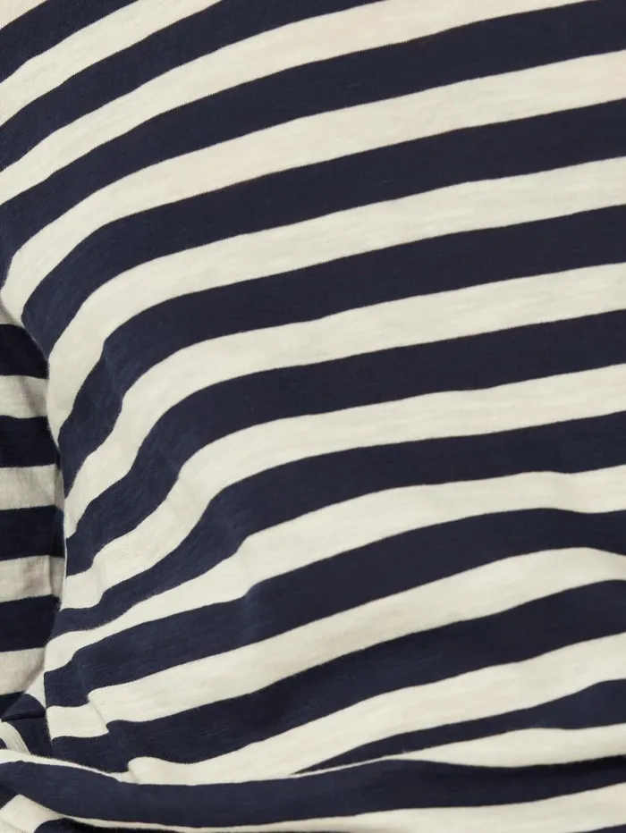 Cotton Slub Stripe Long Sleeve Tee Navy Women Jigsaw Shirts and Tops