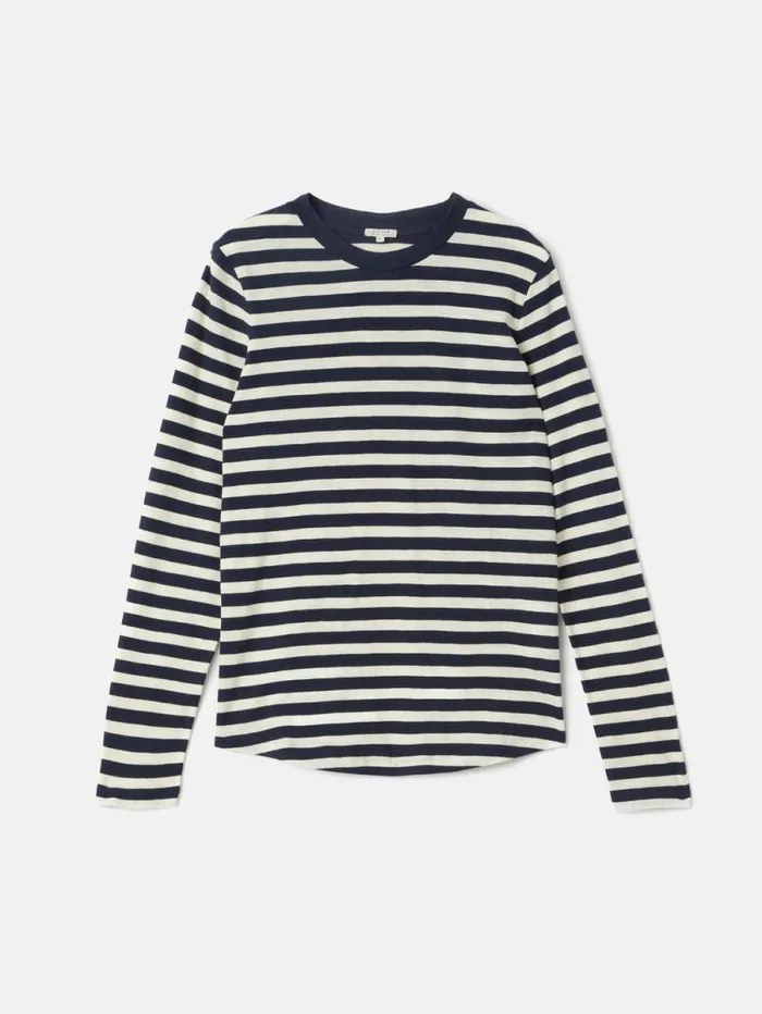 Cotton Slub Stripe Long Sleeve Tee Navy Women Jigsaw Shirts and Tops