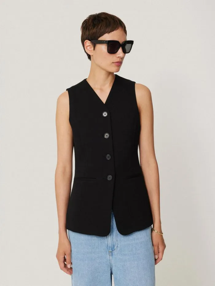 Crepe Ponte Jersey Waistcoat Black Women Jigsaw Party