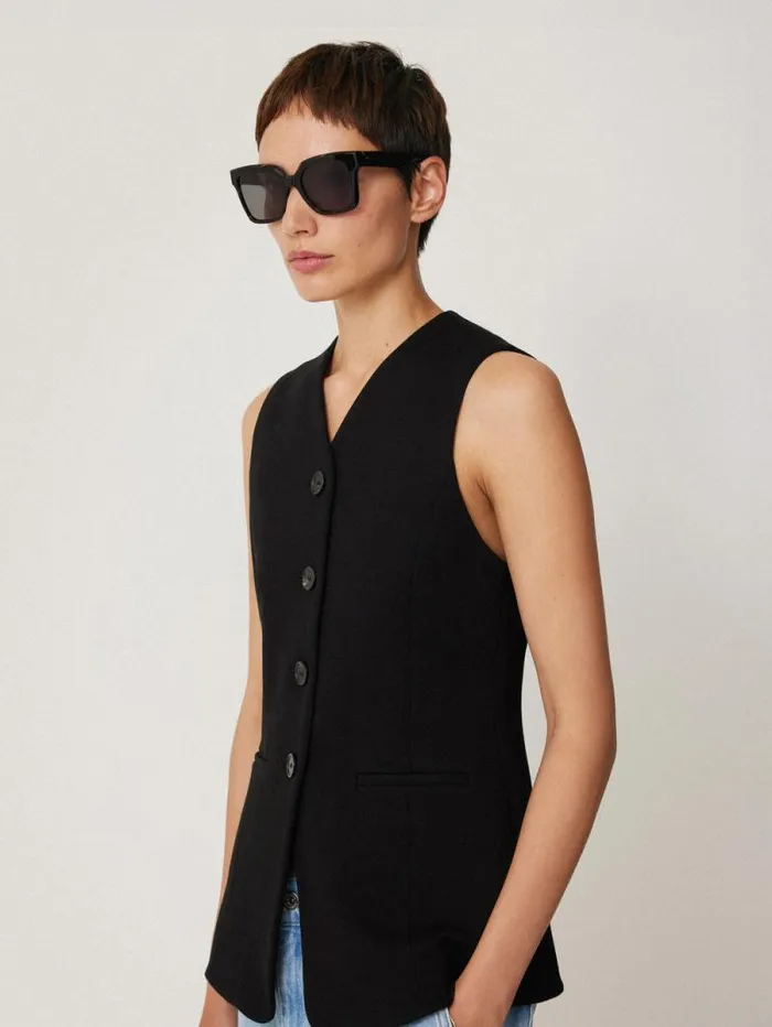 Crepe Ponte Jersey Waistcoat Black Women Jigsaw Party