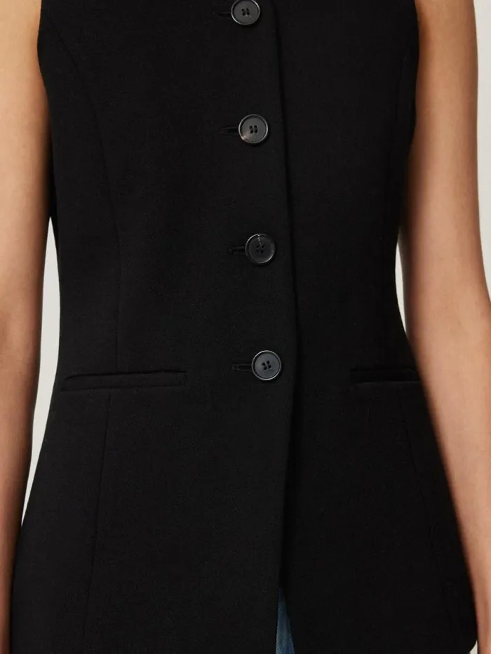 Crepe Ponte Jersey Waistcoat Black Women Jigsaw Party