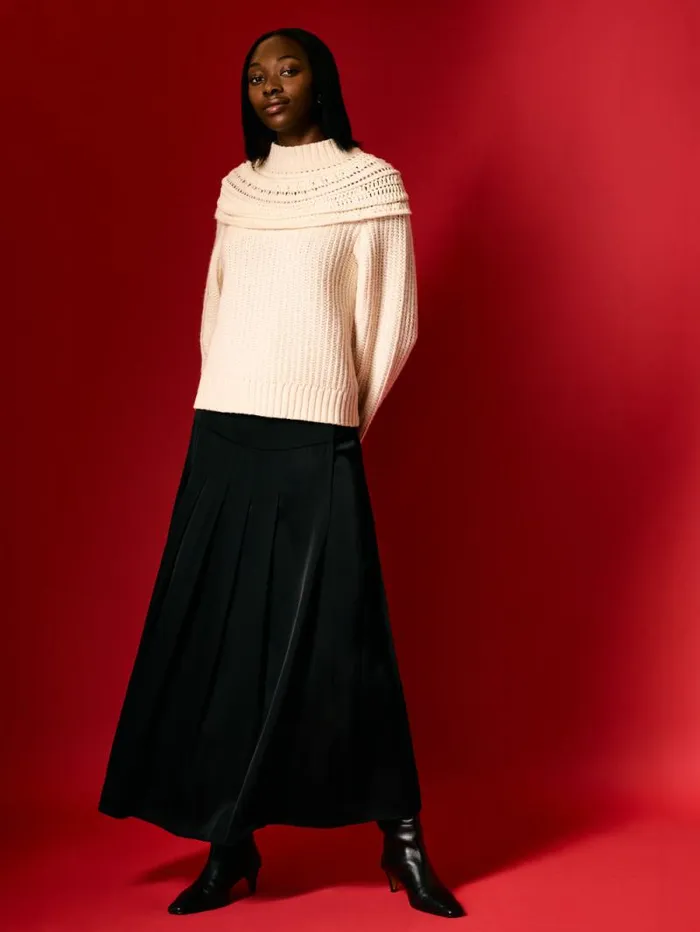 Crochet Yoke Jumper Cream Women Jigsaw Knitwear and Cashmere