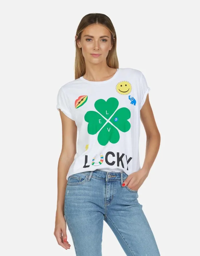 Croft Lucky Clover White Women Lauren Moshi Short Sleeve
