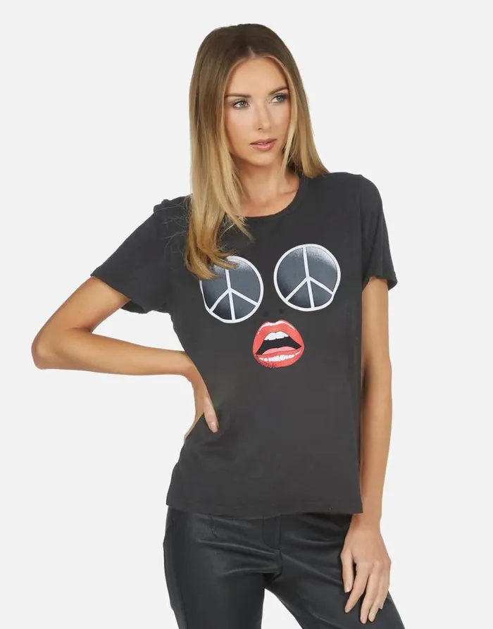 Croft X Retro Peace Face Onyx Women Lauren Moshi Short Sleeve