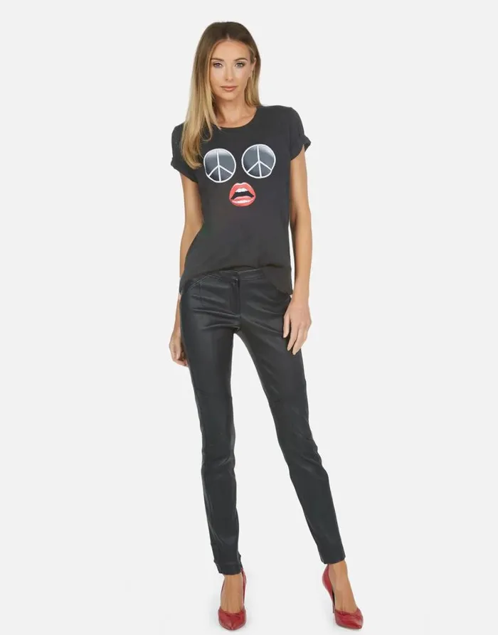 Croft X Retro Peace Face Onyx Women Lauren Moshi Short Sleeve