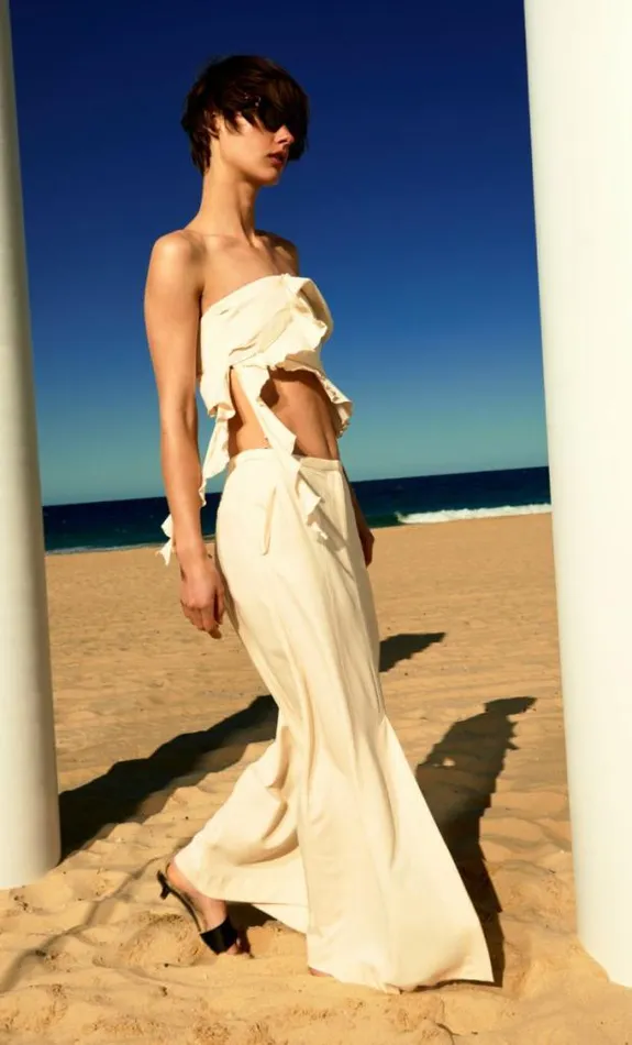 Cropped Shop Bec Bridge Coastliner Strapless Top Cream