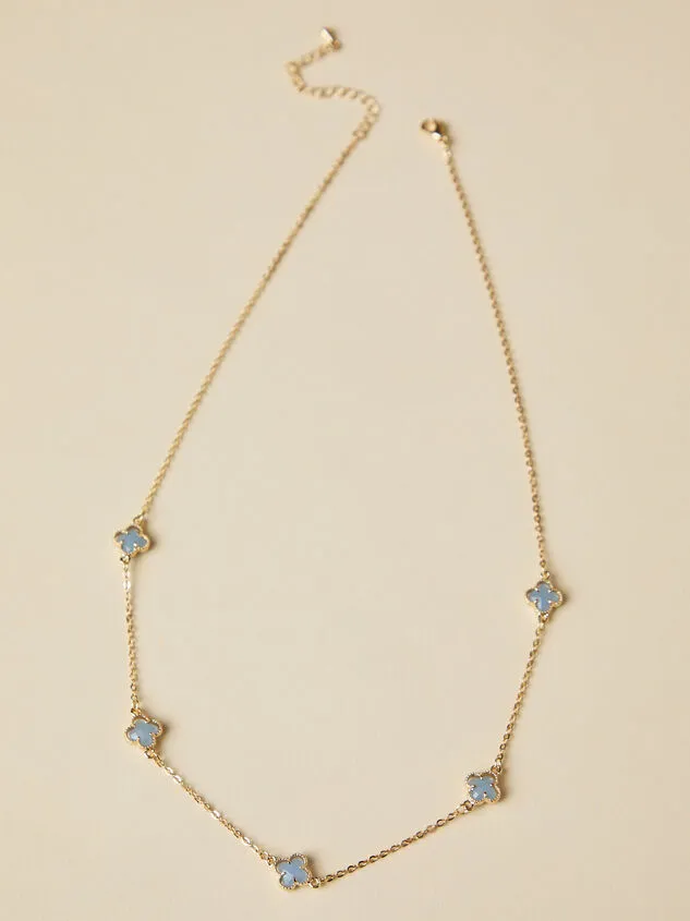 Crystal Clover Charm Necklace Bluegold Women Altar039d State Necklaces
