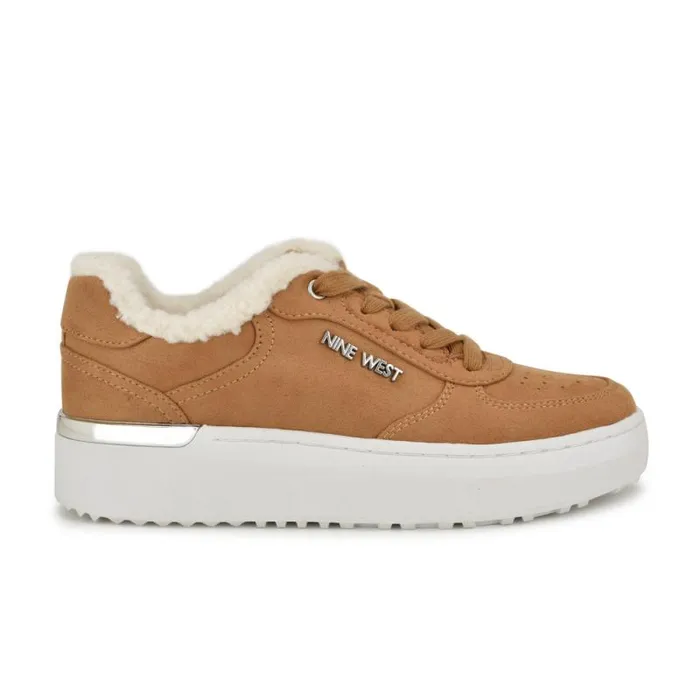 Cuddly Laceup Sneakers Dark Natural Women Nine West Flats
