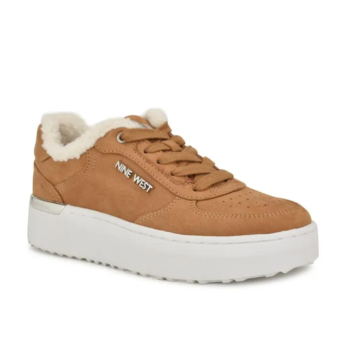 Cuddly Laceup Sneakers Dark Natural Women Nine West Flats