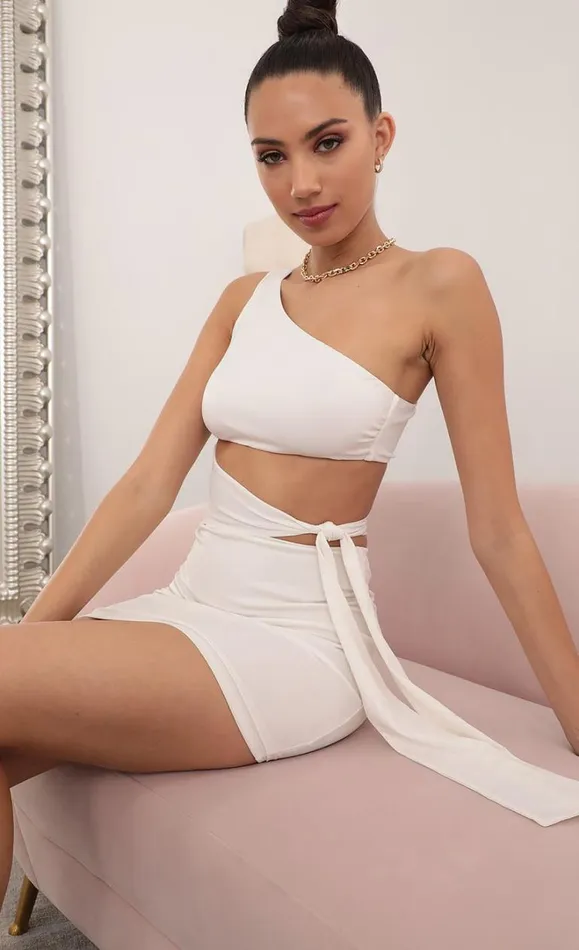 Cutout Dress Ivory Shimmer Women LUCY IN THE SKY Mini Dresses