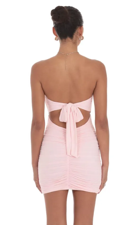 Cutout Strapless Dress Light Pink Women LUCY IN THE SKY Mini Dresses
