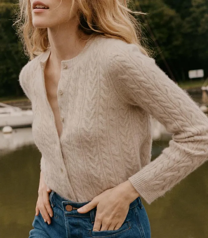 DEN Knitwear Women Dana Cable Cashmere Cardigan Cottage DEN Knitwear Women Dana Cable Cashmere Cardigan Cottage