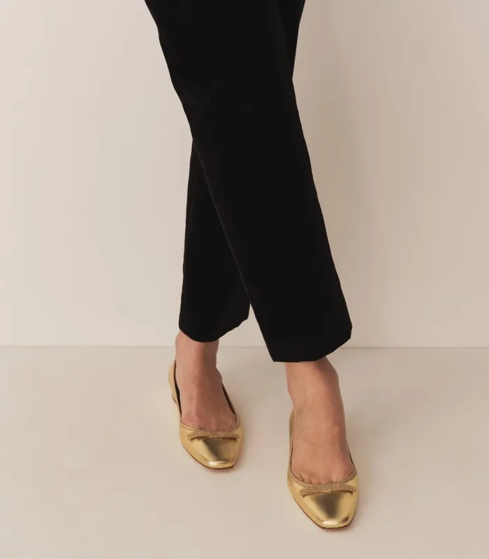 DEN Shoes Women Odette Ballet Flat Gold Metallic Nappa DEN Shoes Women Odette Ballet Flat Gold Metallic Nappa
