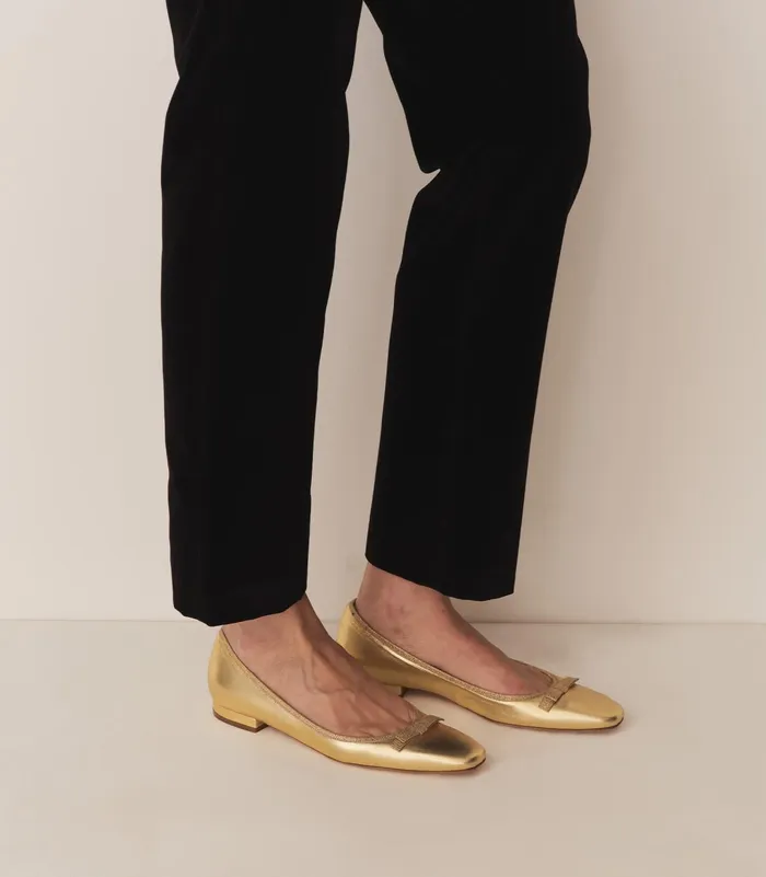 DEN Shoes Women Odette Ballet Flat Gold Metallic Nappa DEN Shoes Women Odette Ballet Flat Gold Metallic Nappa