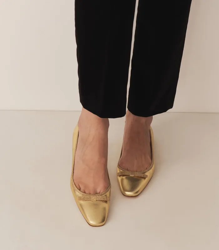 DEN Shoes Women Odette Ballet Flat Gold Metallic Nappa DEN Shoes Women Odette Ballet Flat Gold Metallic Nappa