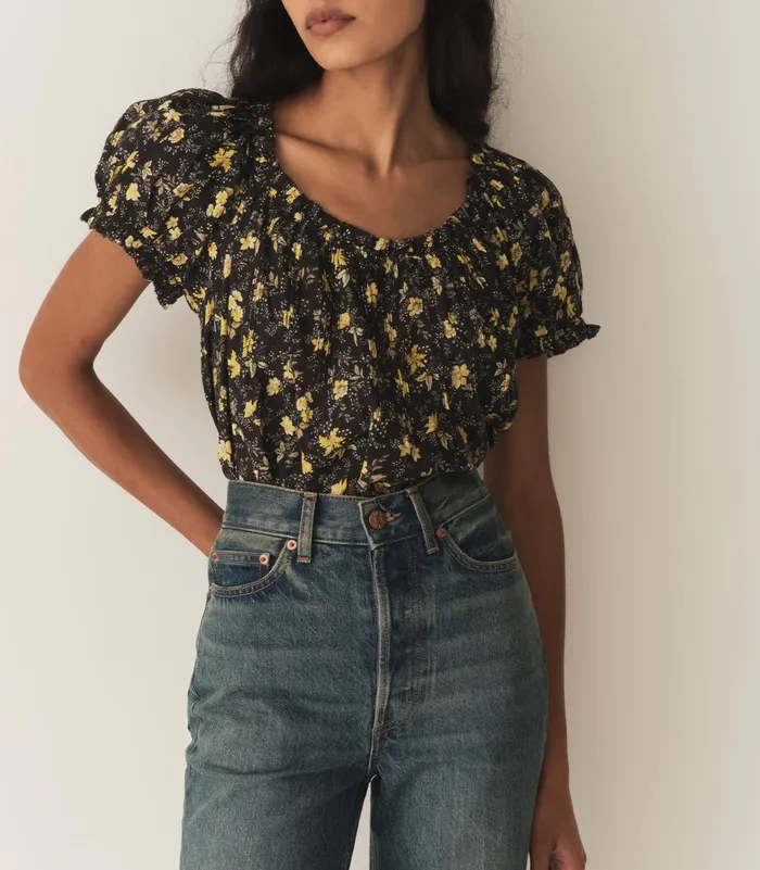 DEN Tops Women Frederica Top Noir Winding Blossoms