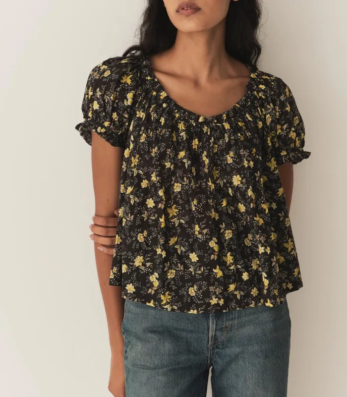 DEN Tops Women Frederica Top Noir Winding Blossoms DEN Tops Women Frederica Top Noir Winding Blossoms