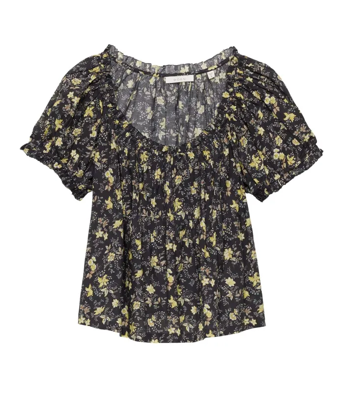 DEN Tops Women Frederica Top Noir Winding Blossoms DEN Tops Women Frederica Top Noir Winding Blossoms