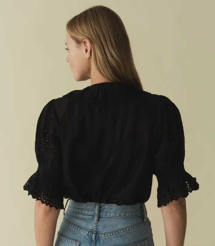 DEN Tops Women Henri Top Black Eyelet