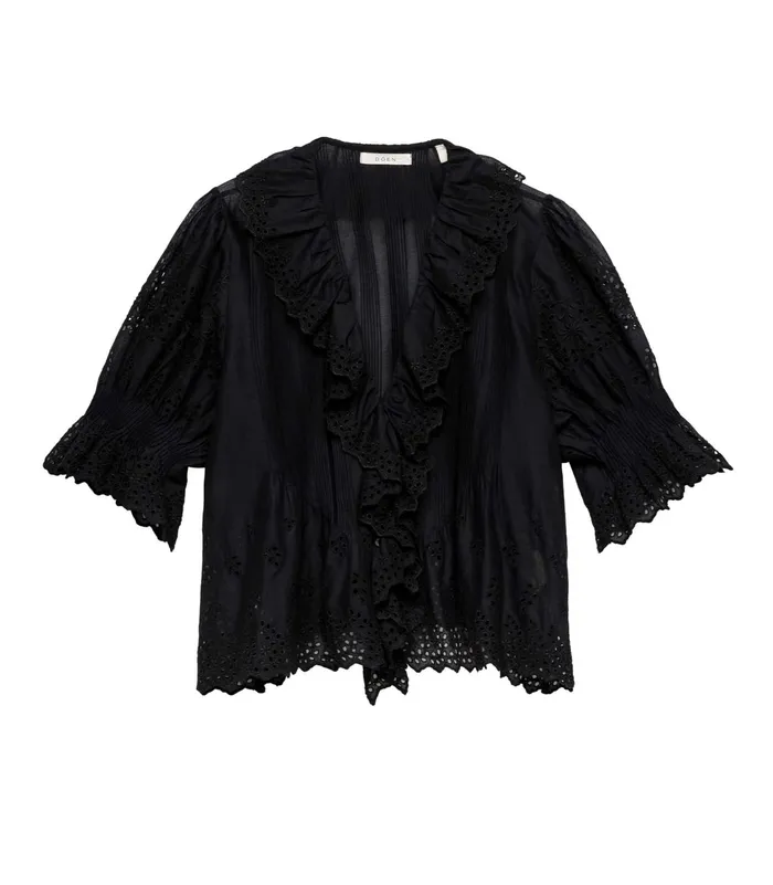 DEN Tops Women Henri Top Black Eyelet