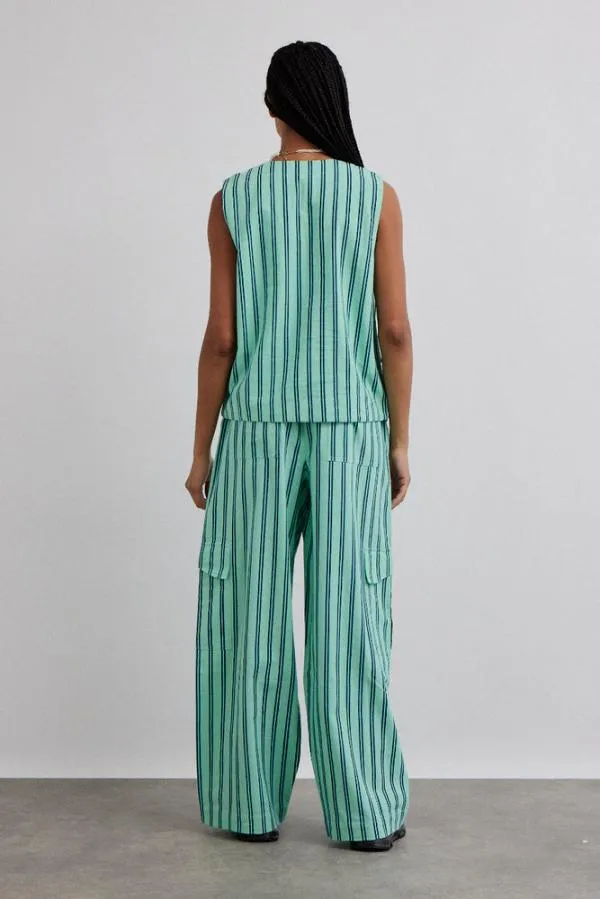 Damson Madder Coords Women Coco Oversized Waistcoat 8211 Mint Stripe