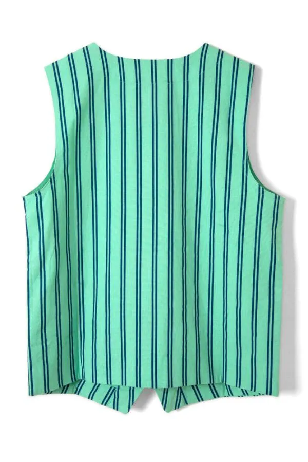 Damson Madder Coords Women Coco Oversized Waistcoat 8211 Mint Stripe
