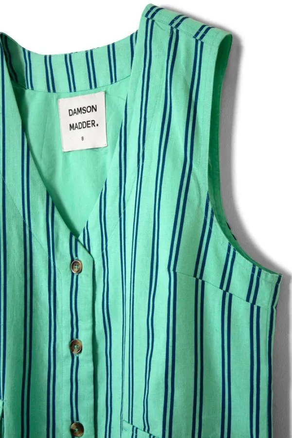 Damson Madder Coords Women Coco Oversized Waistcoat 8211 Mint Stripe