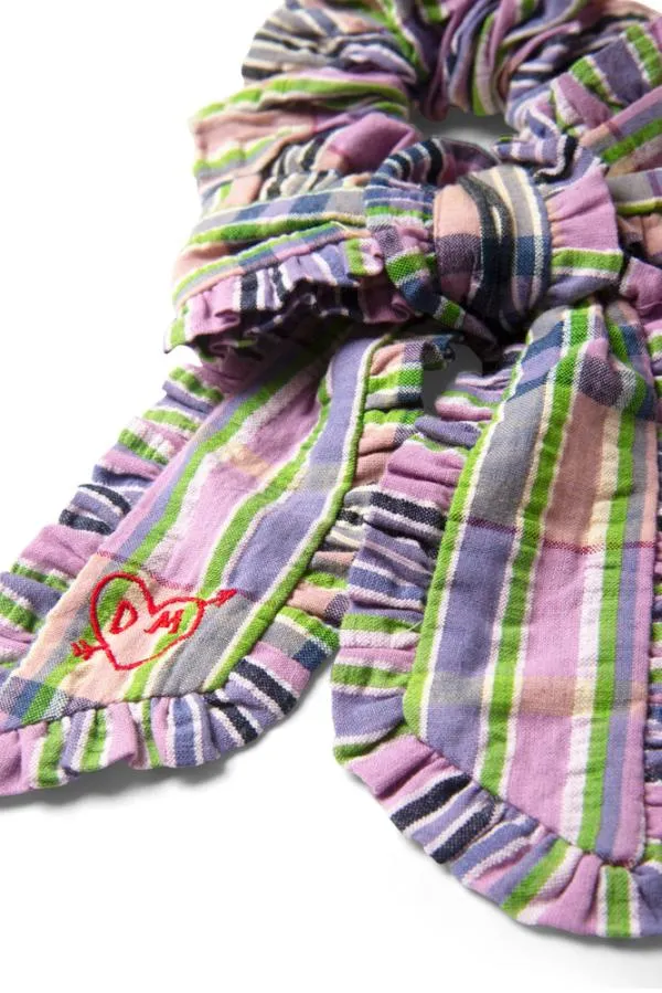 Damson Madder Coords Women Frill Bow Scrunchie In Cindy Check