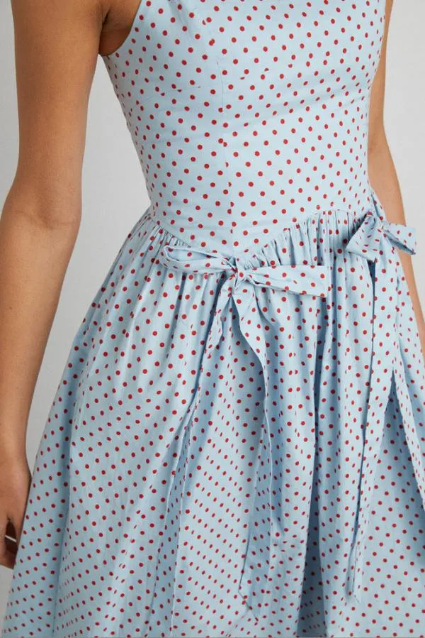 Damson Madder Dresses Women Penelope Midi 8211 Blue and Red Spot