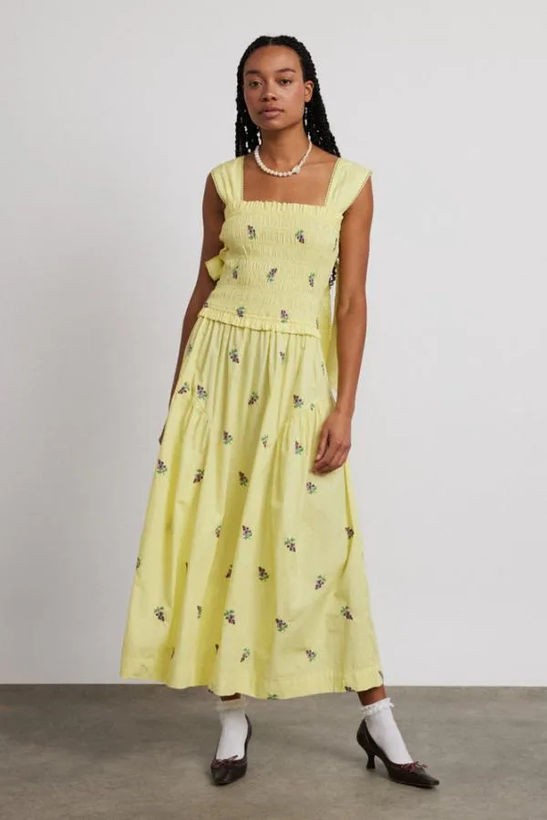 Damson Madder Dresses Women Tish Poplin Midi Dress 8211 Grape Embroidery