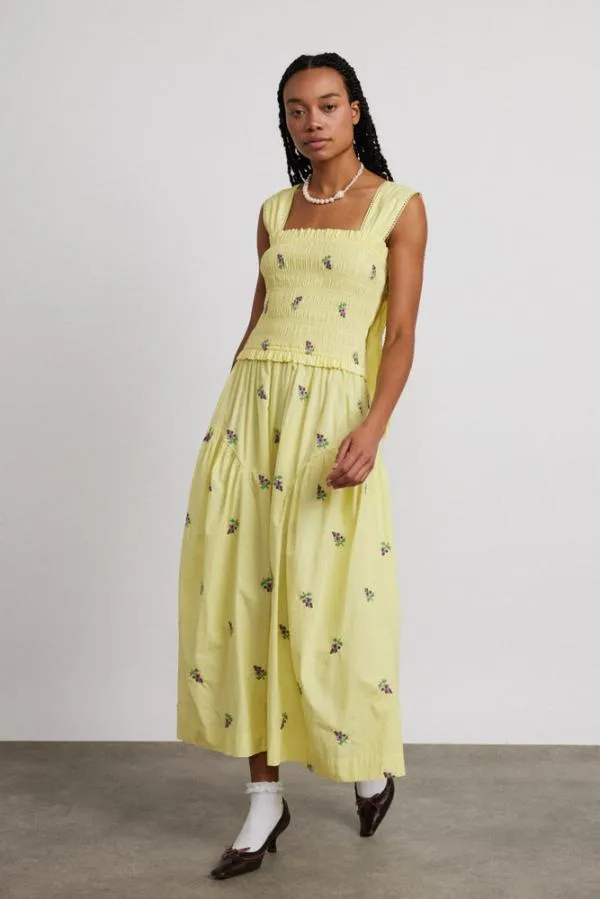 Damson Madder Dresses Women Tish Poplin Midi Dress 8211 Grape Embroidery