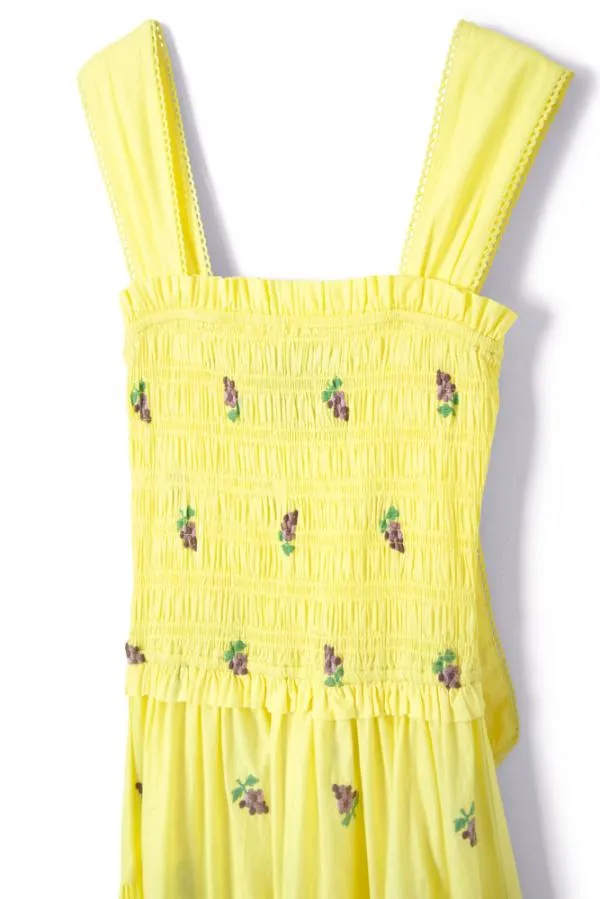 Damson Madder Dresses Women Tish Poplin Midi Dress 8211 Grape Embroidery