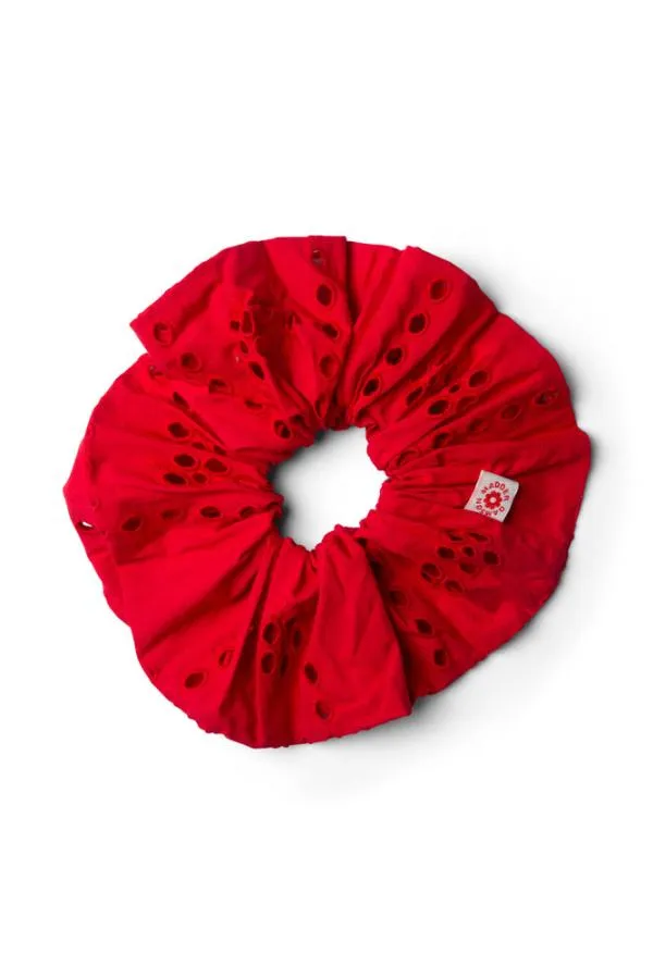 Damson Madder Hair Accessories Accessories Red Broderie Oversized Scrunchie