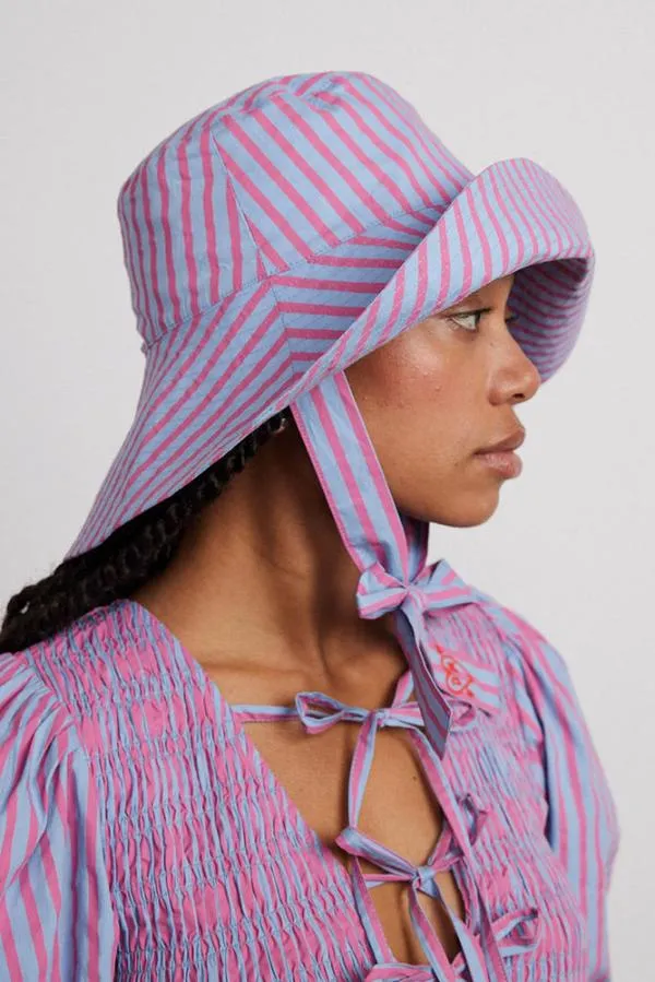 Damson Madder Hats Accessories Bucket Hat 8211 Pink and Blue Stripe