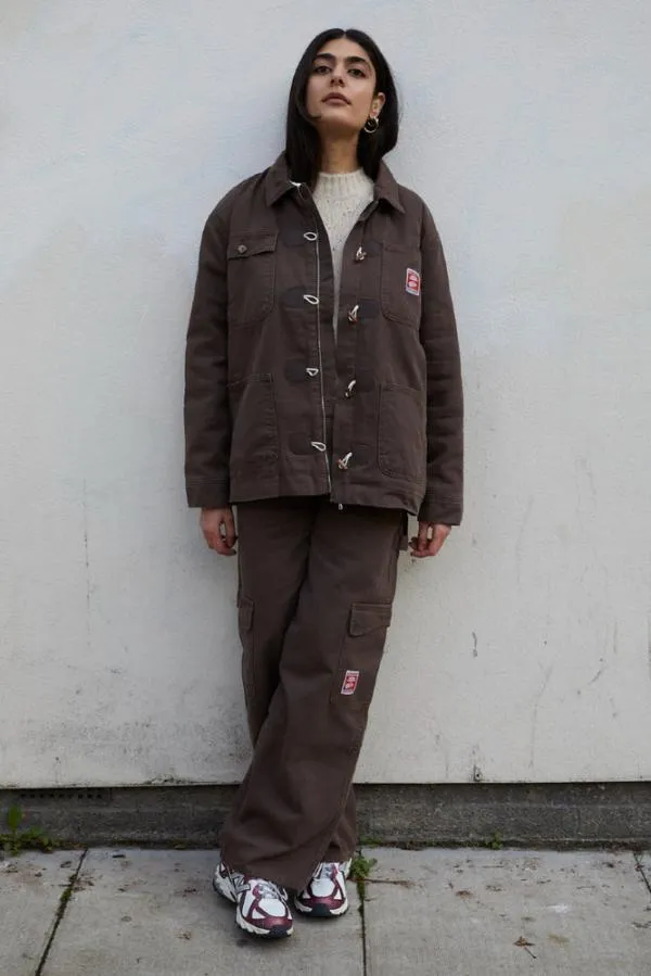 Damson Madder Jackets and Coats Women Dion Workwear Borg Shacket 8211 Chocolate