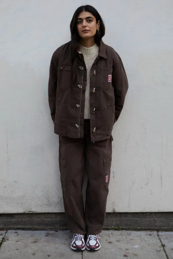Damson Madder Jackets and Coats Women Dion Workwear Borg Shacket 8211 Chocolate