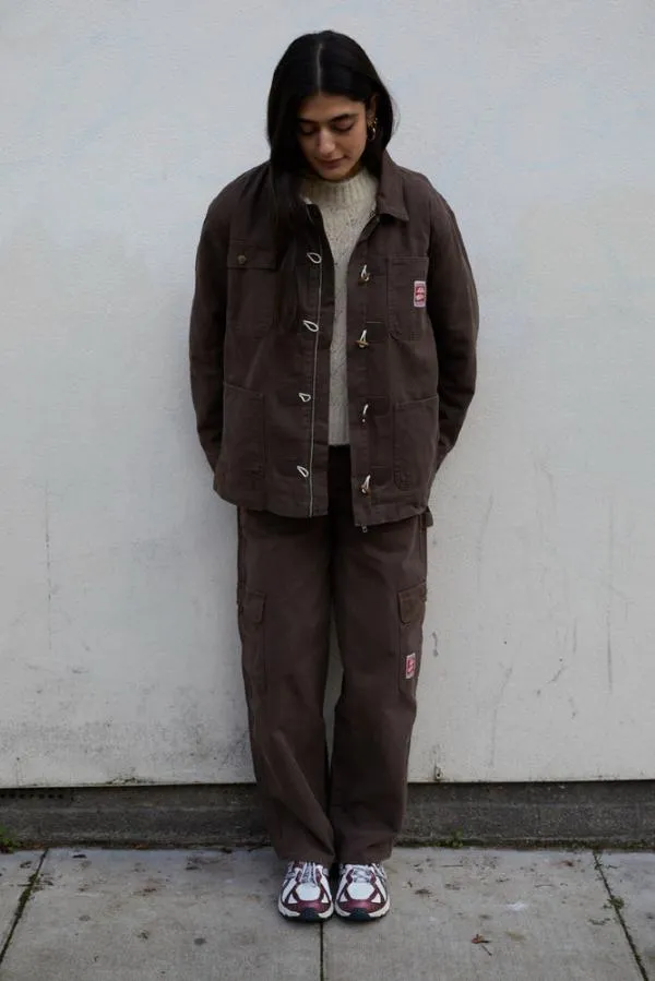 Damson Madder Jackets and Coats Women Dion Workwear Borg Shacket 8211 Chocolate