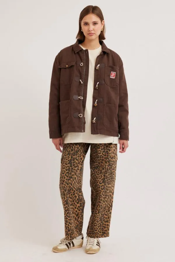 Damson Madder Jackets and Coats Women Dion Workwear Borg Shacket 8211 Chocolate