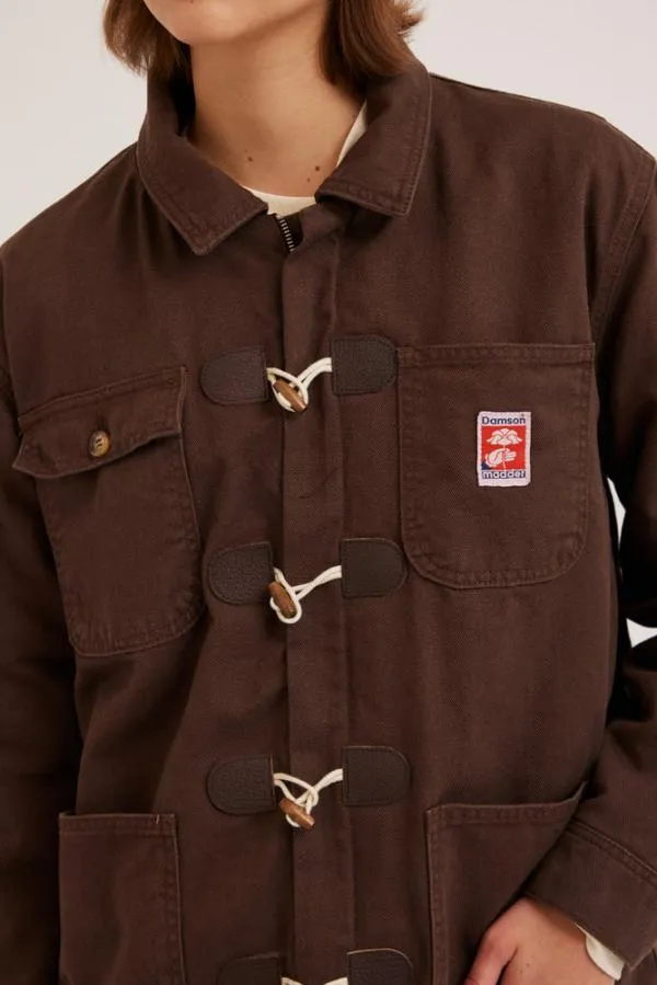 Damson Madder Jackets and Coats Women Dion Workwear Borg Shacket 8211 Chocolate