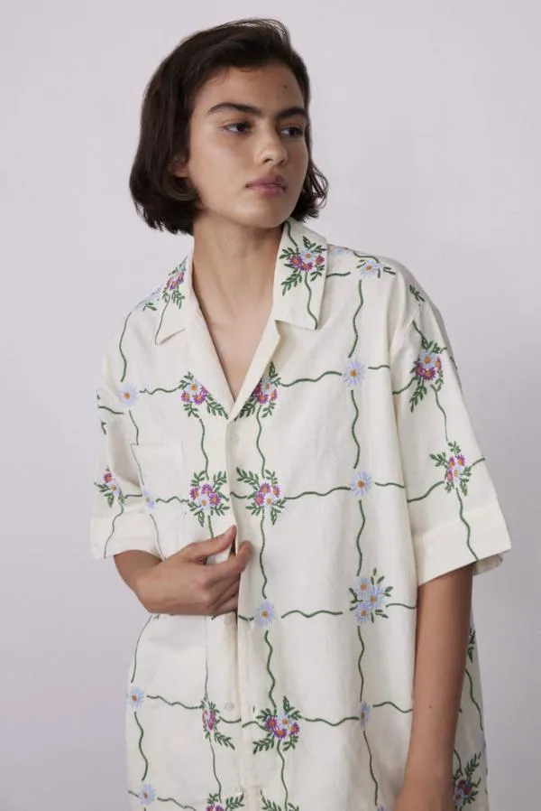 Damson Madder Tops Women Tablecloth Embroidered Shirt