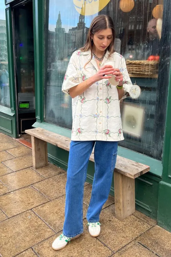 Damson Madder Tops Women Tablecloth Embroidered Shirt