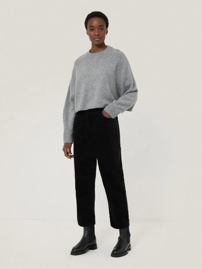 Delmont Velvet Tapered Jean Black Women Jigsaw Trousers