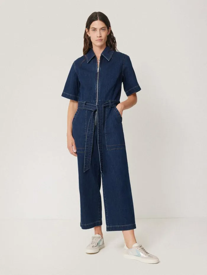 Denim Zip Front Jumpsuit Indigo Women Jigsaw Denim