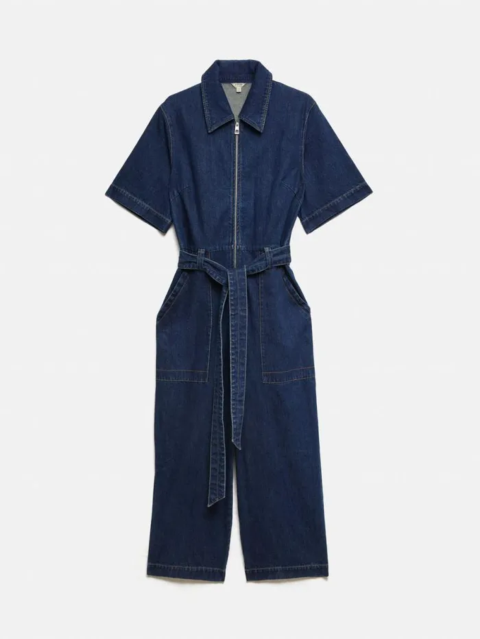 Denim Zip Front Jumpsuit Indigo Women Jigsaw Denim
